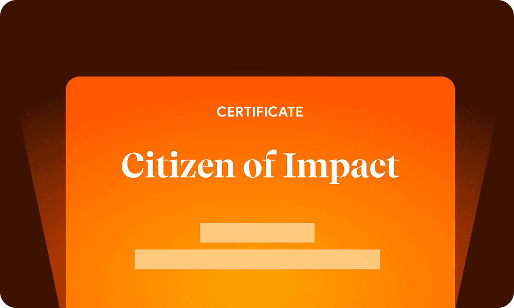Citizen of Impact certificate